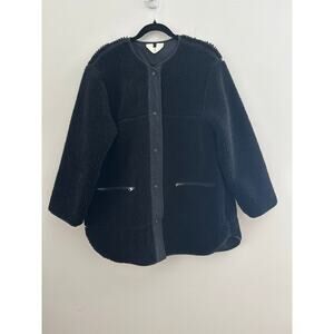 Arket Teddy Jacket Women's Small (UK S) Black Snap Button Fully Lined Curved Hem